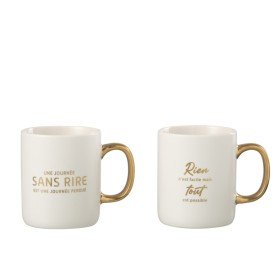 Lot 2 Mugs Blanc & Or J-Line